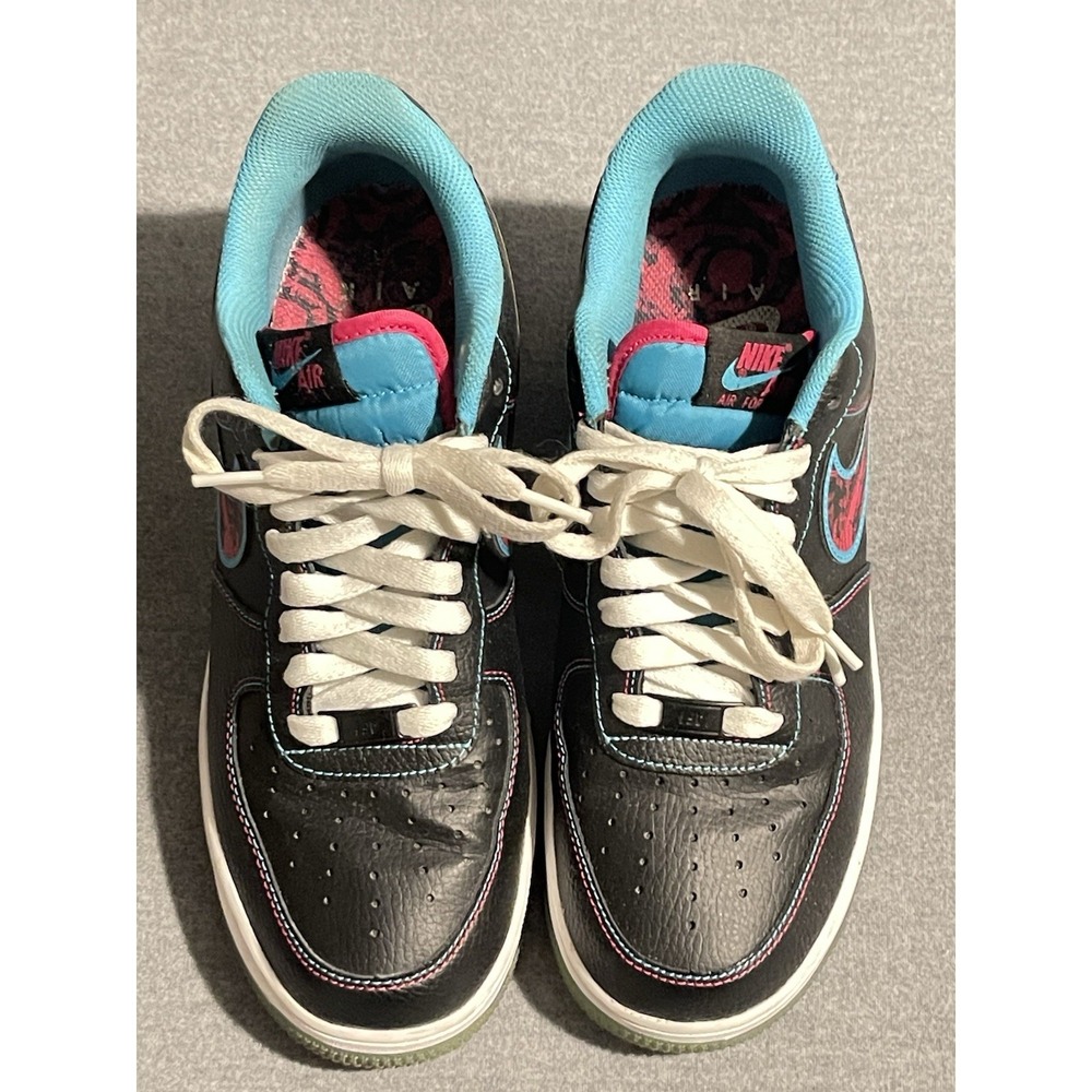 Nike Air Force 1 Low Black Hyper Pink Blue Women's Size‎ 8.5 Rare Sneakers